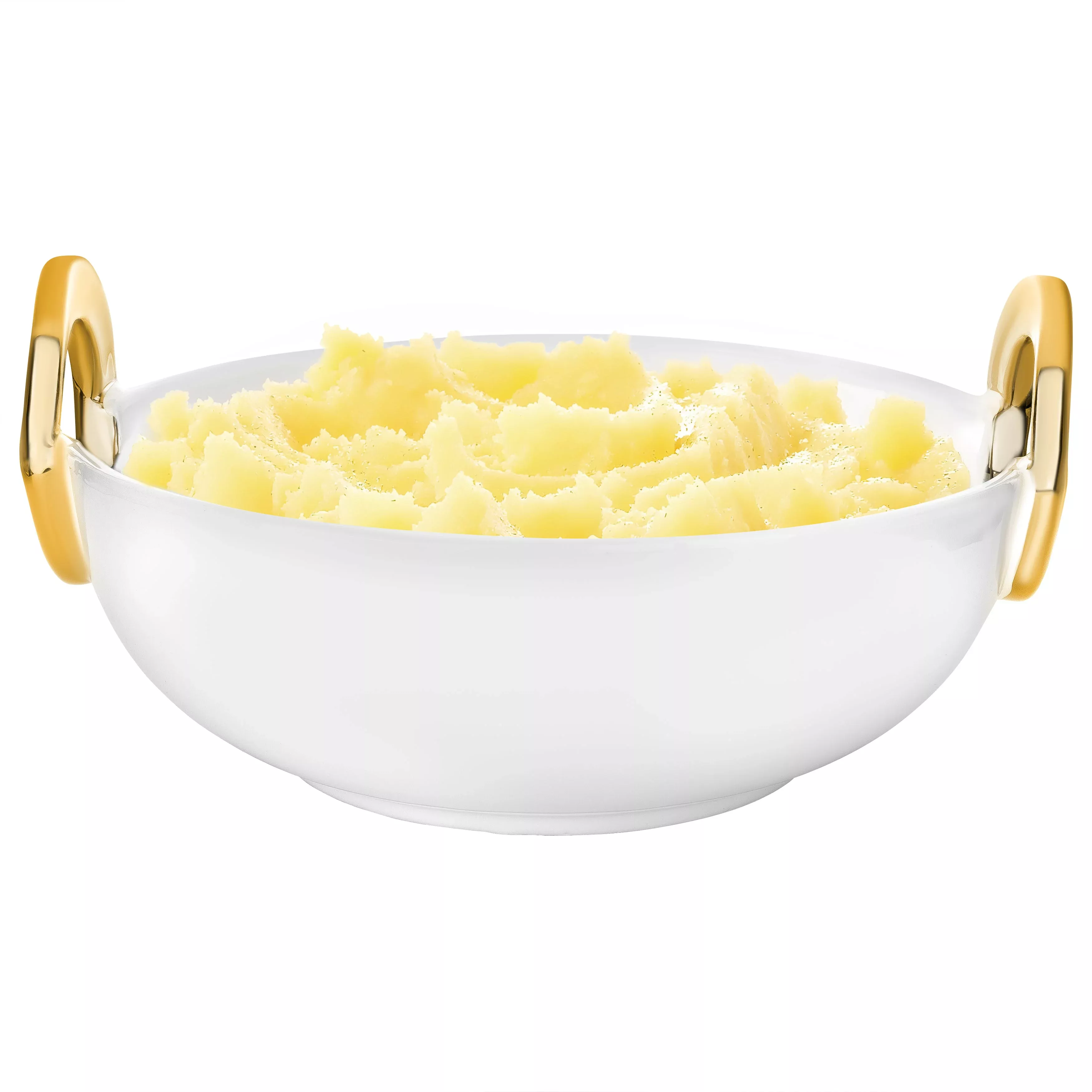 10.75" Ceramic Bowl With Gold Loop Handle