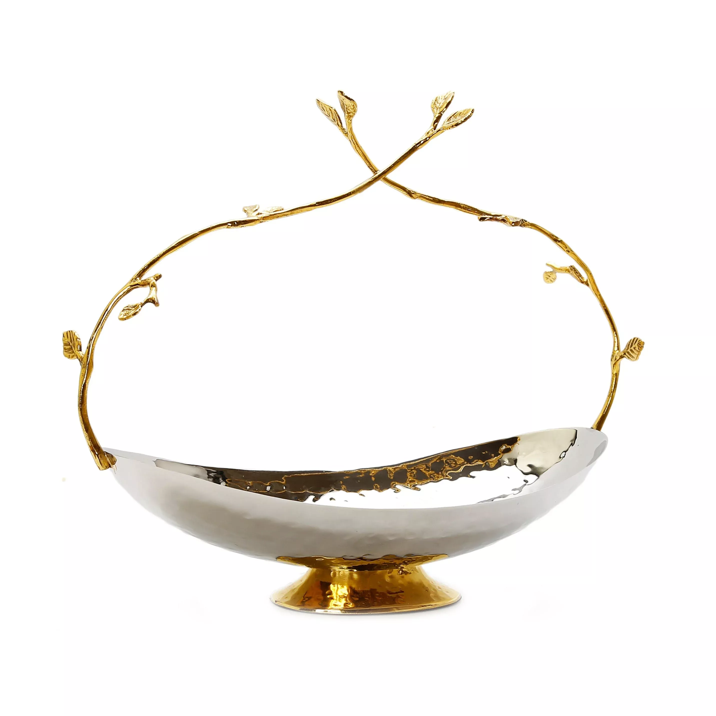 13"L Stainless Steel Basket with Gold Twig Handle