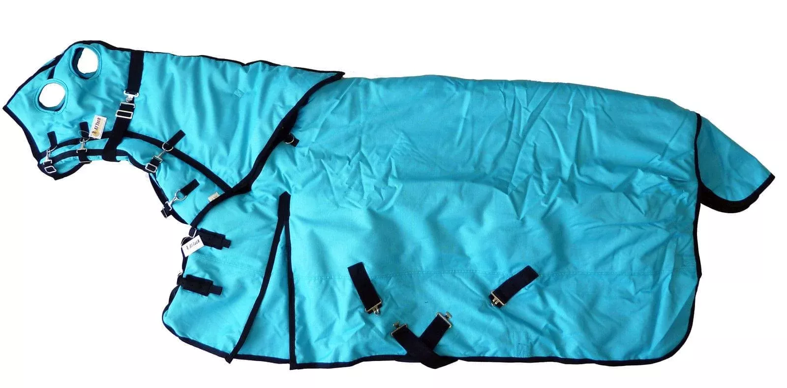 AJ Tack 1200D Waterproof Turnout Blanket with Hood, Turquoise