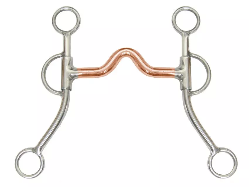 AJ Tack Double Rein Long Shank Medium Copper Port Bit