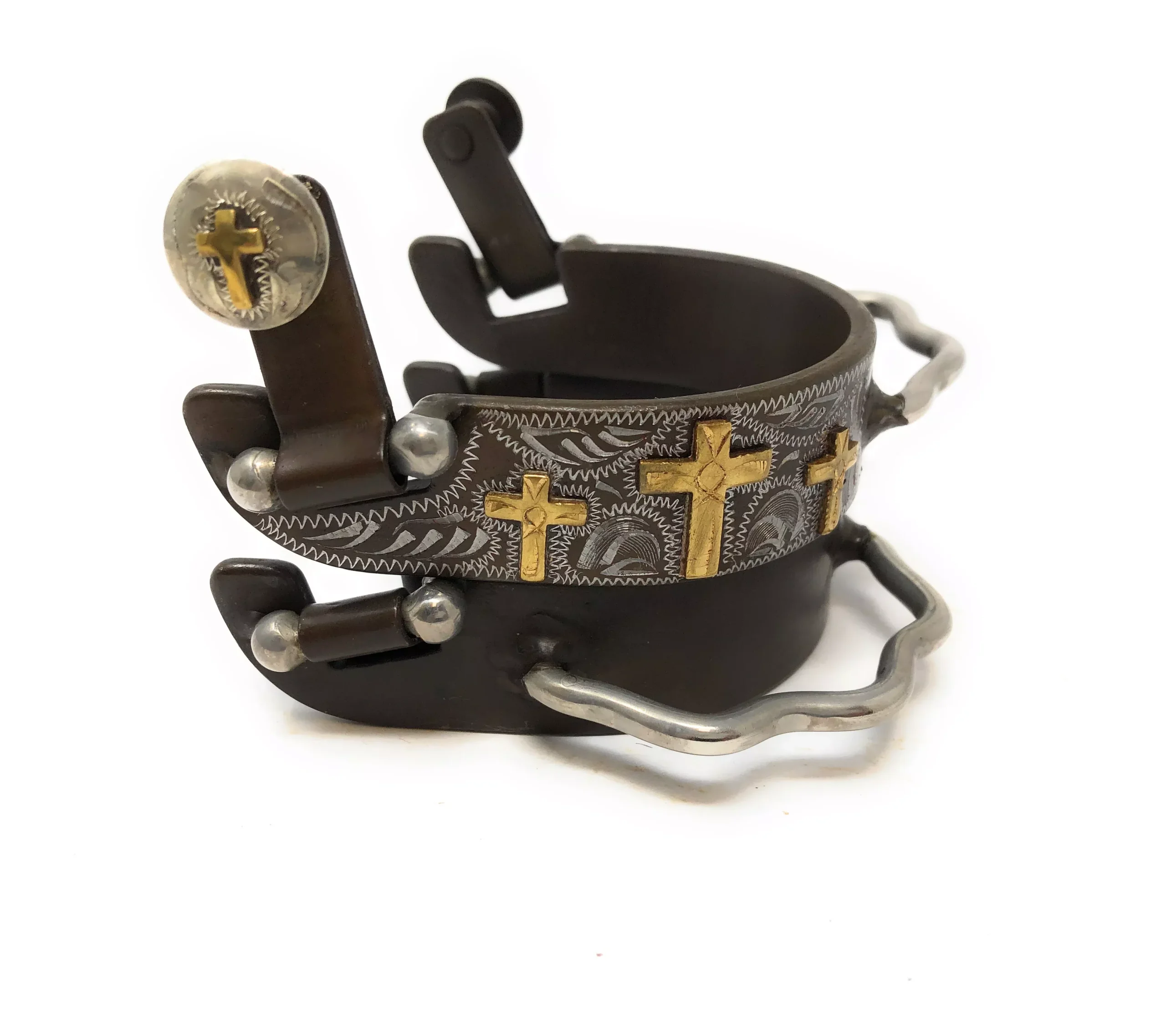 AJ Tack Ladies Antique Brown Three Cross Bumper Spurs