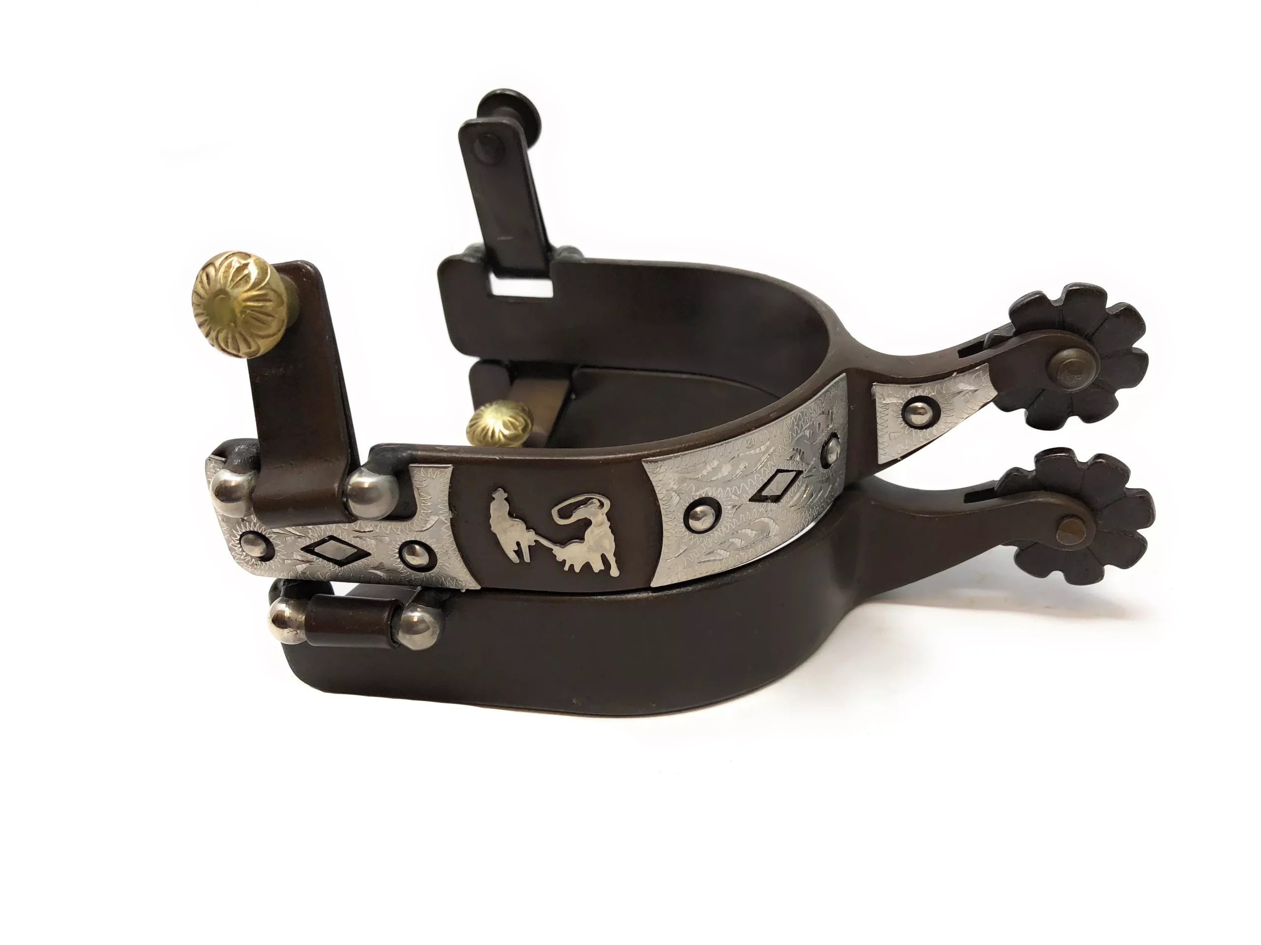 AJ Tack Men's Antique Brown Team Roping Offset Spurs