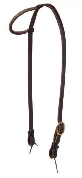 AJ Tack Single Rolled Ear Headstall, Oiled Harness Leather