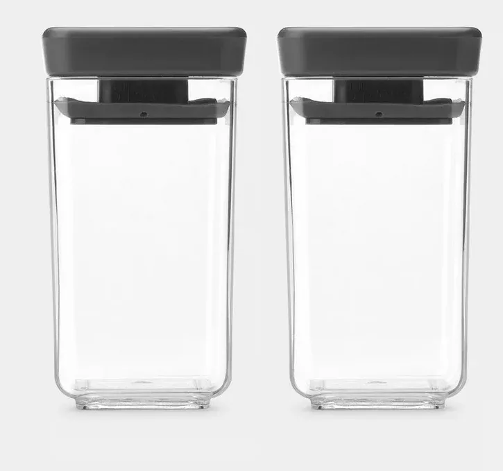 Brabantia Set of 2 Tasty+ 0.15ltr Stackable Canisters - Dark Grey