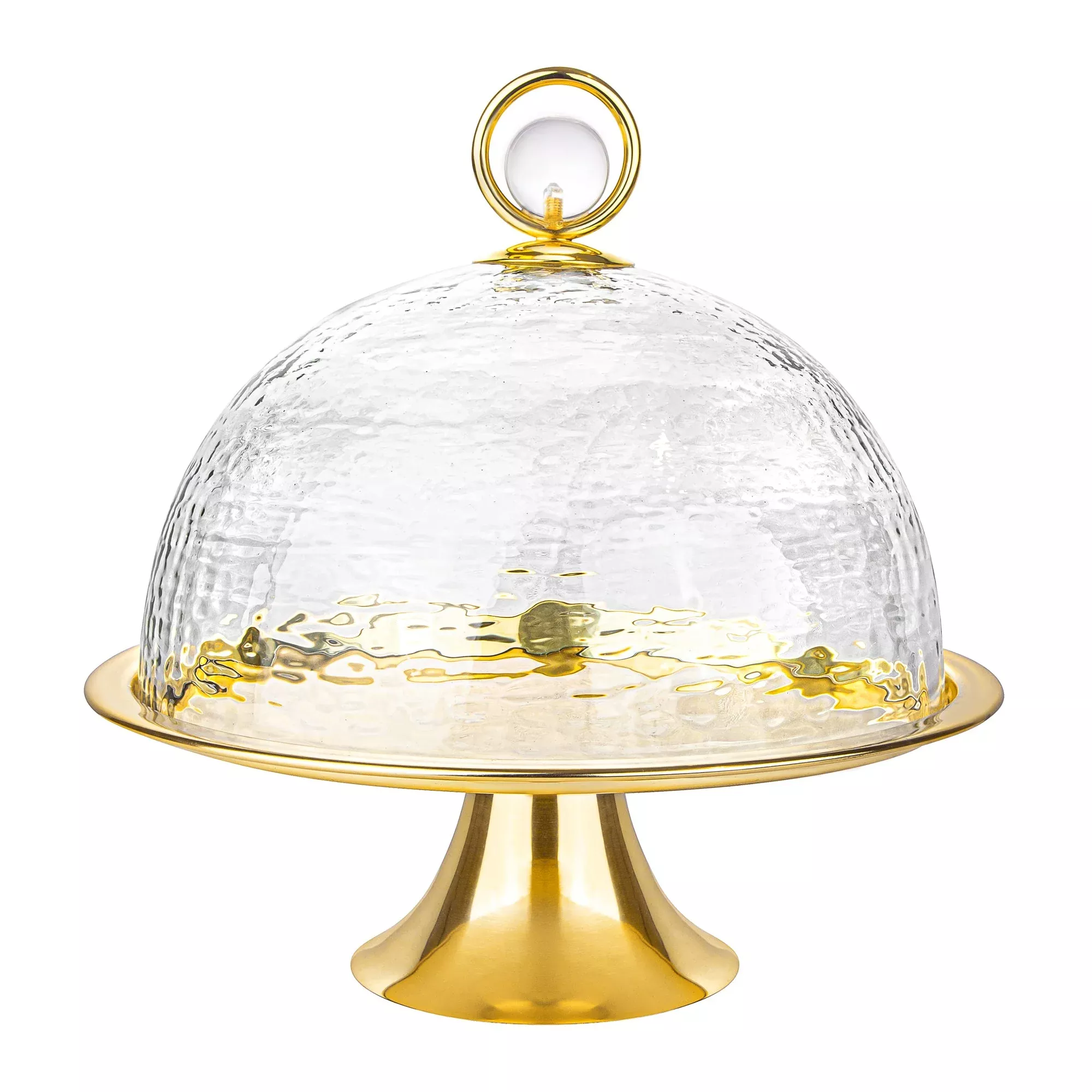 Cake Dome Gold with Clear Ball Knob - 11"