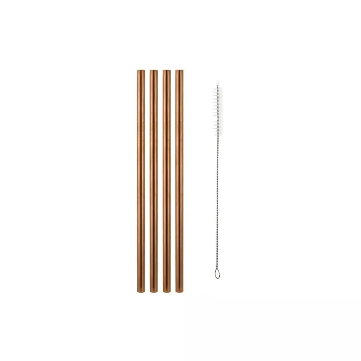 Cocktail & Co Reusable Wide Straw With Brush Set Of 4 Rose Gold Gift Boxed