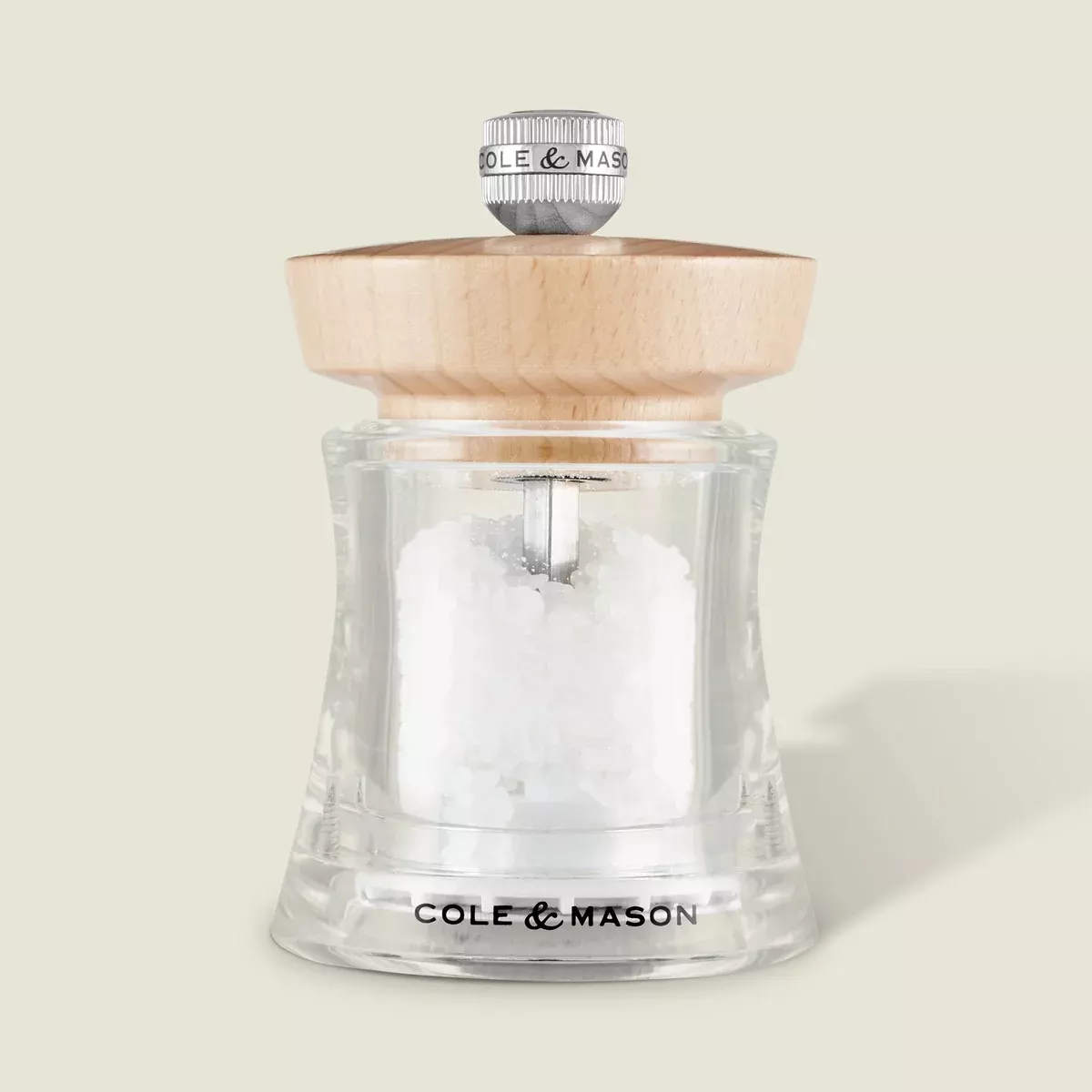 Cole & Mason Holborn Acrylic and Natural Wood Salt Mill 95mm