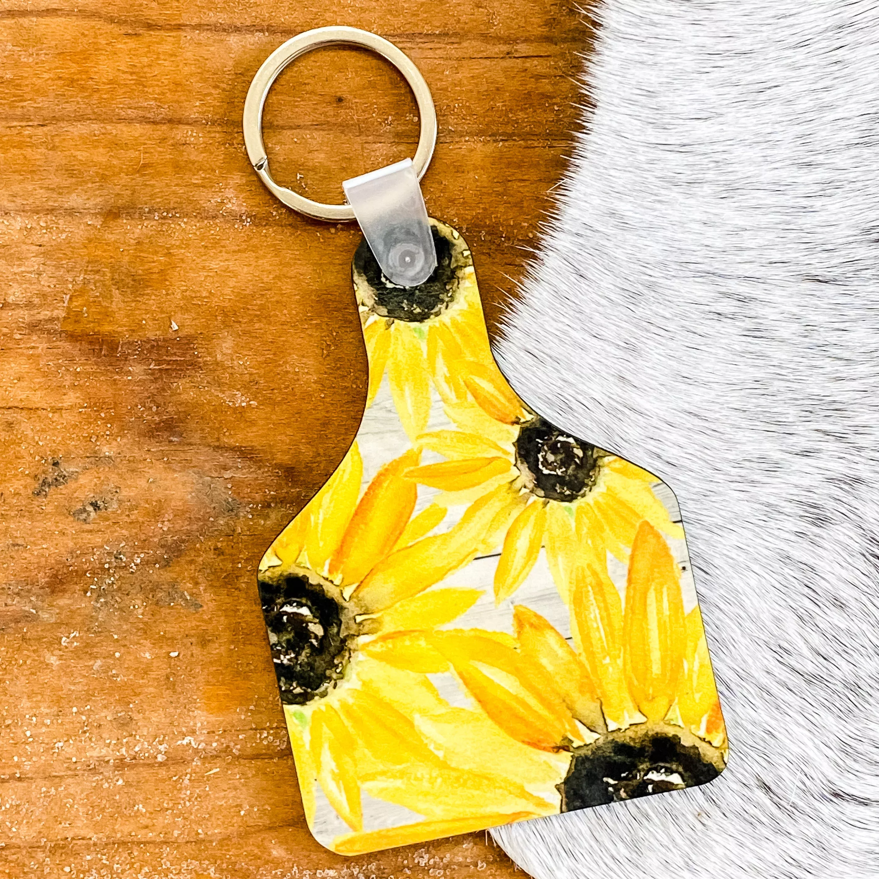 Cow Tag Keychain - Sunflower