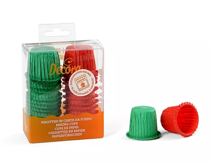 DecoraCrinkled Baking Cups - Red & Green