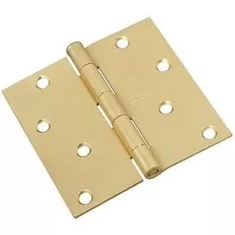 Door Hinge, Interior, Square-Edge, Satin Brass, 4-In.