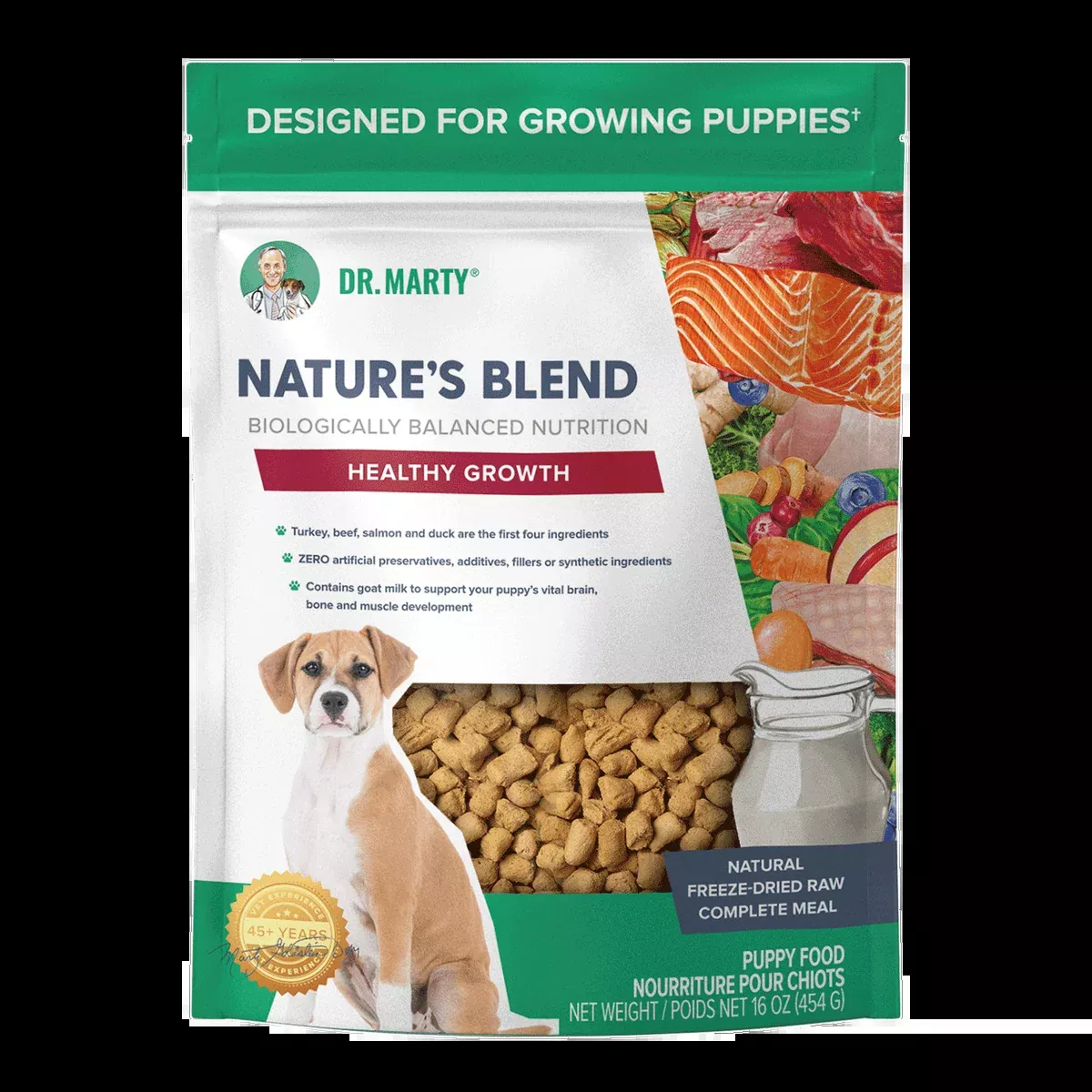 Dr. Marty Nature’s Blend Healthy Growth Premium Freeze-Dried Raw Puppy Food Designed For Growing Puppies (48-oz)
