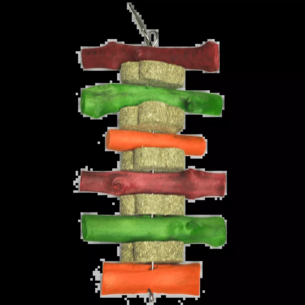 A&E Cage Colored Circle Hay Chew Stackers Small Animal Toy (9"x4"x1.75")