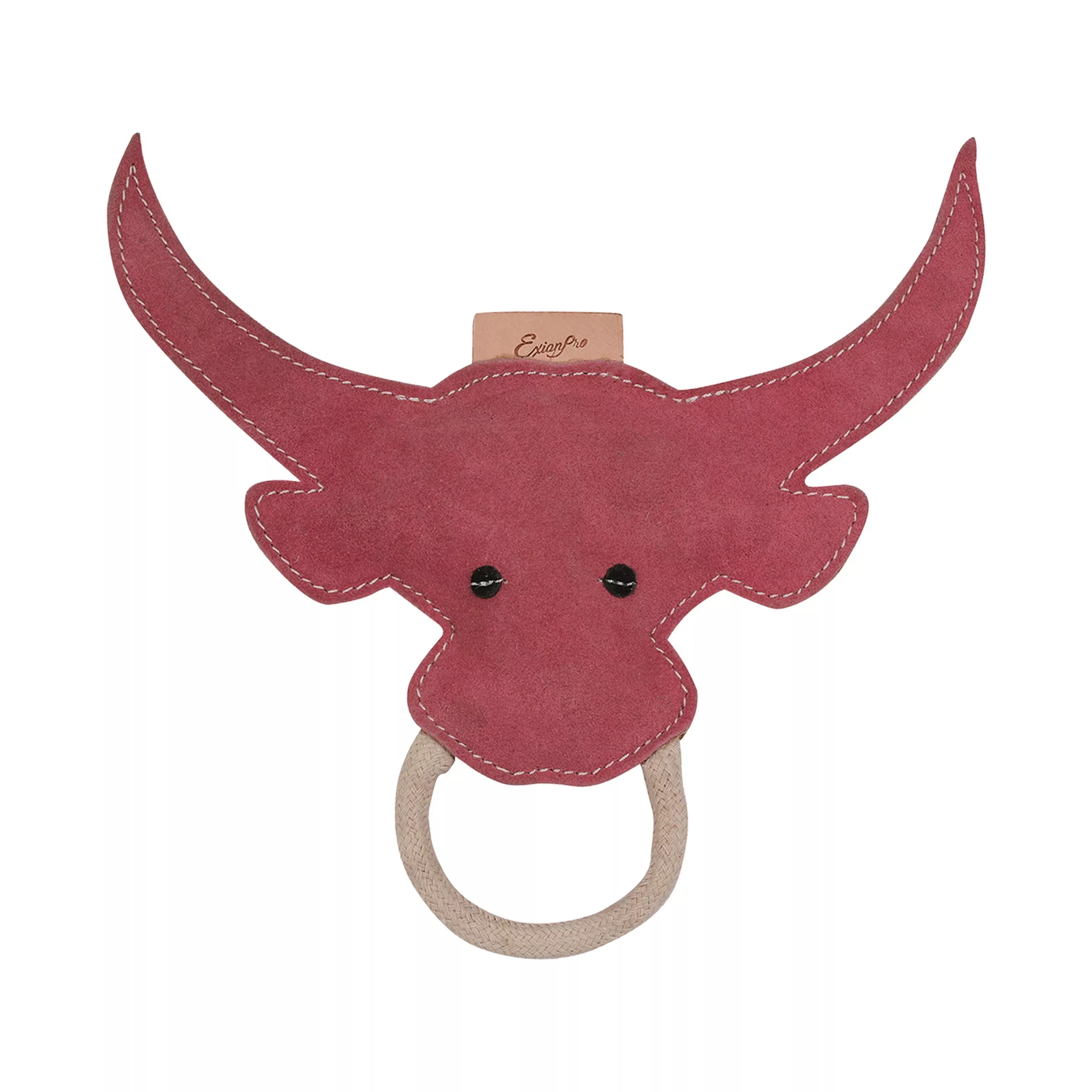 ExionPro Natural Leather Bull Dog Toy with Non Toxic Fiber Stuffing- Pink Color