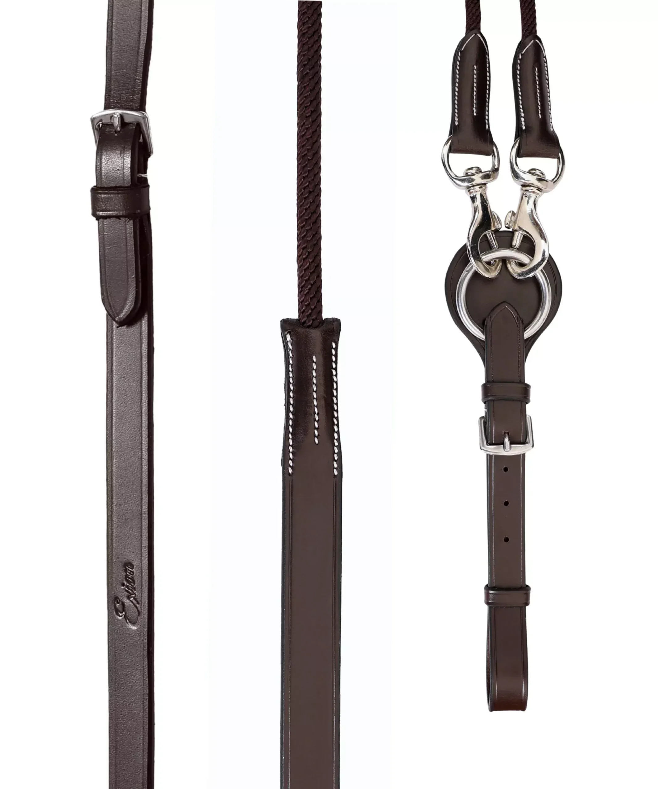 ExionPro Rope & Leather Draw Reins with Girth Loop