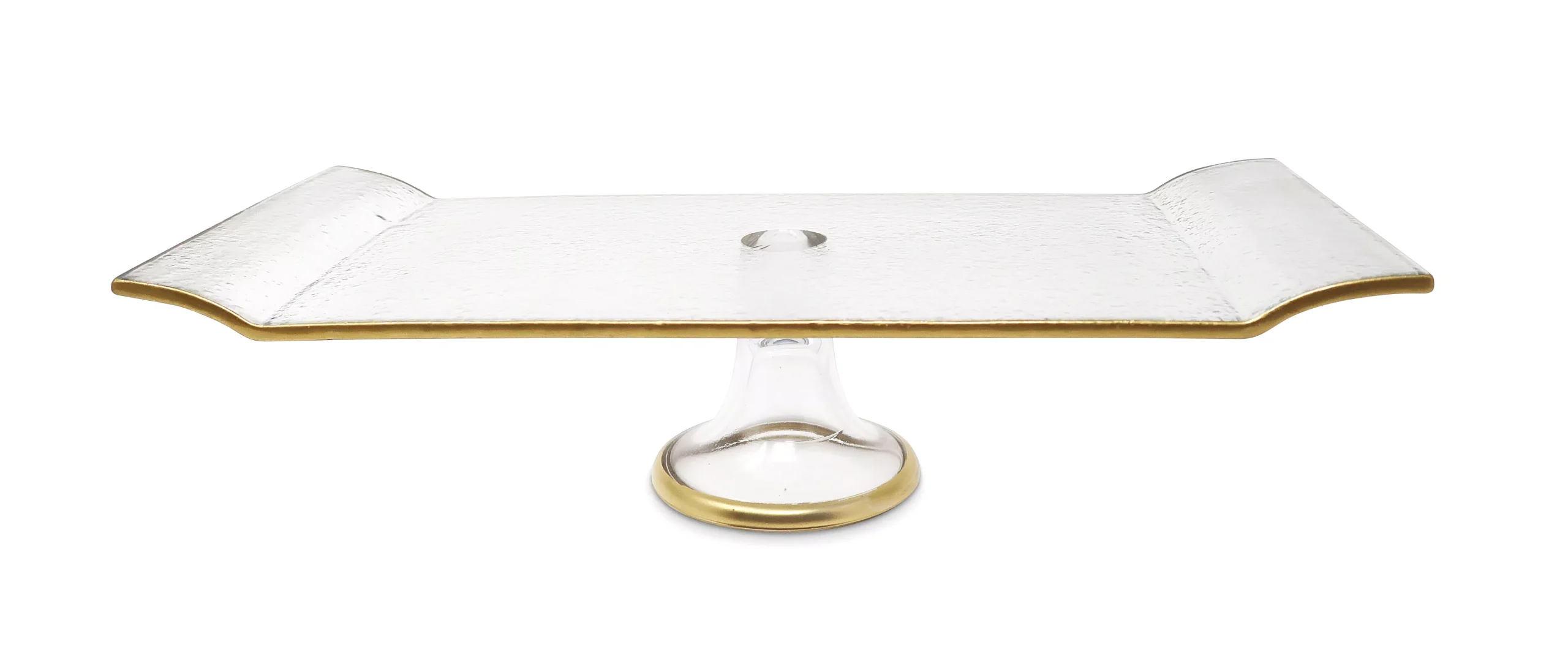 Footed Oblong Cake Plate with Gold Trim