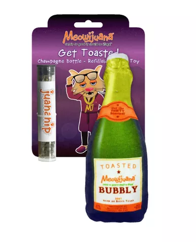 Get Toasted Champagne Bottle Refillable Cat Toy