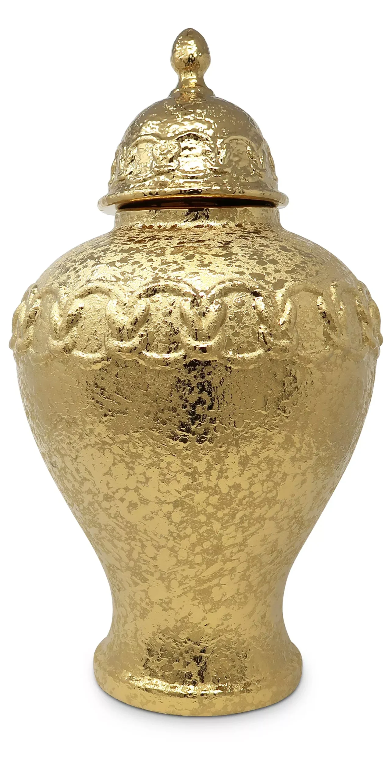 Gold Ginger Jar with Gold Chain Detail