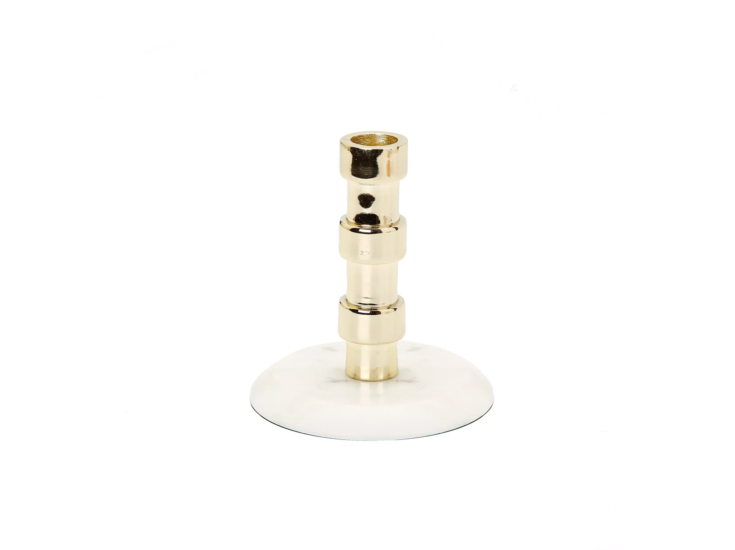 Gold Taper Candle Holder On Marble Base - Medium