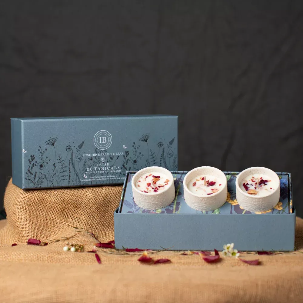 Irish Botanicals Rose Hip And Bramble Leaf Trio Candles