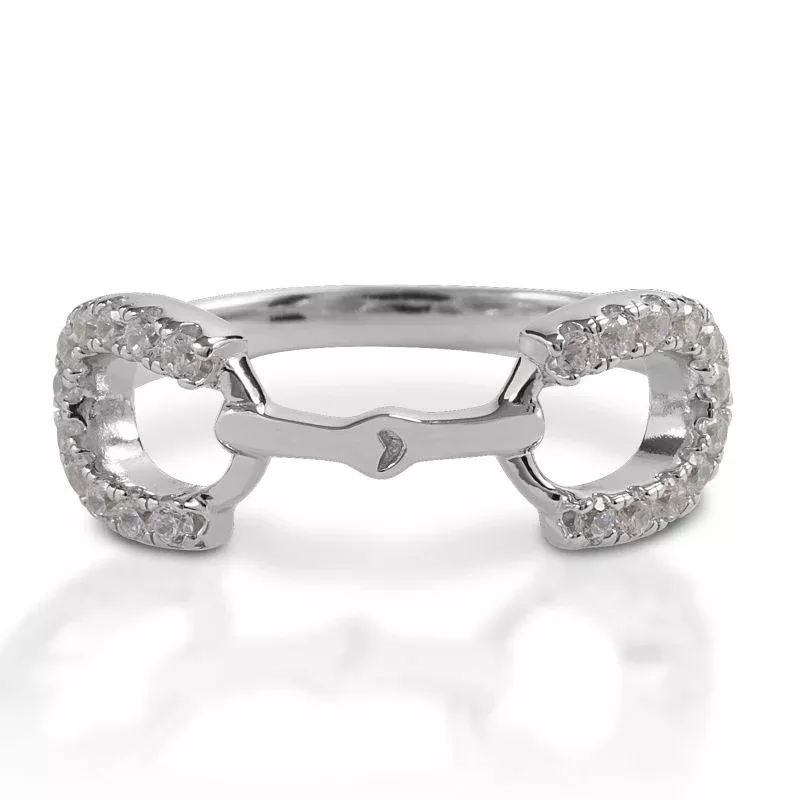 Kelly Herd Clear Stones Horseshoe Bit Ring