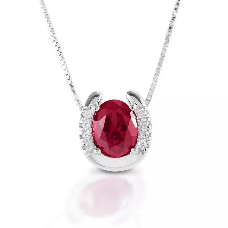 Kelly Herd Red Stone Horseshoe Necklace