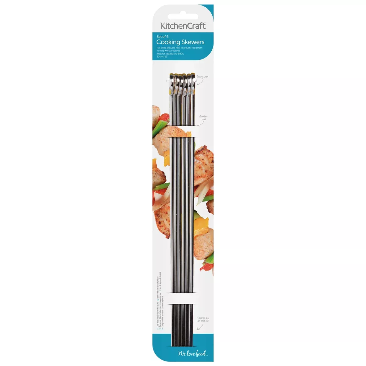 KitchenCraft Flat Sided Skewers - 30cm