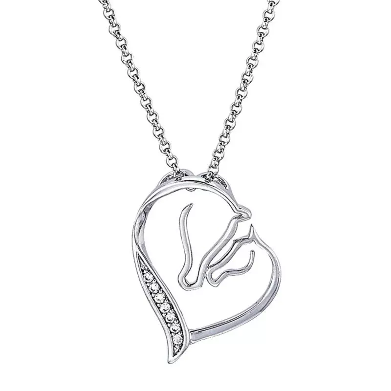 Mare and Foal with Clear Stones Necklace