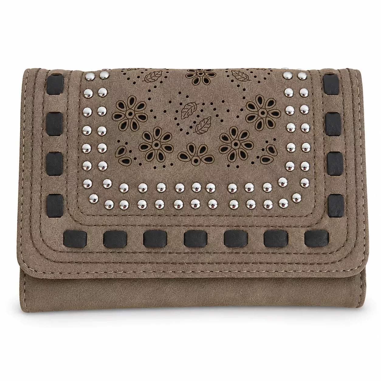 Montana West Daisy Cutout Trifold Wallet, Tan