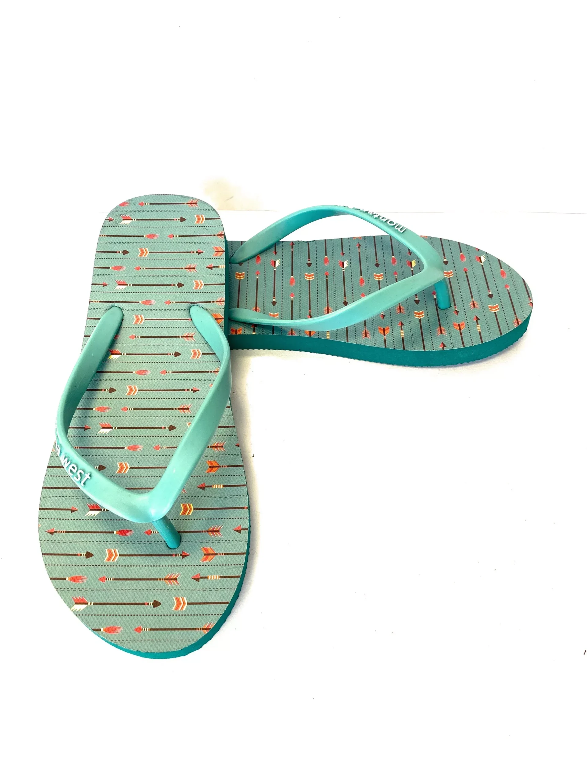 Montana West Turquoise Arrow Flip Flops