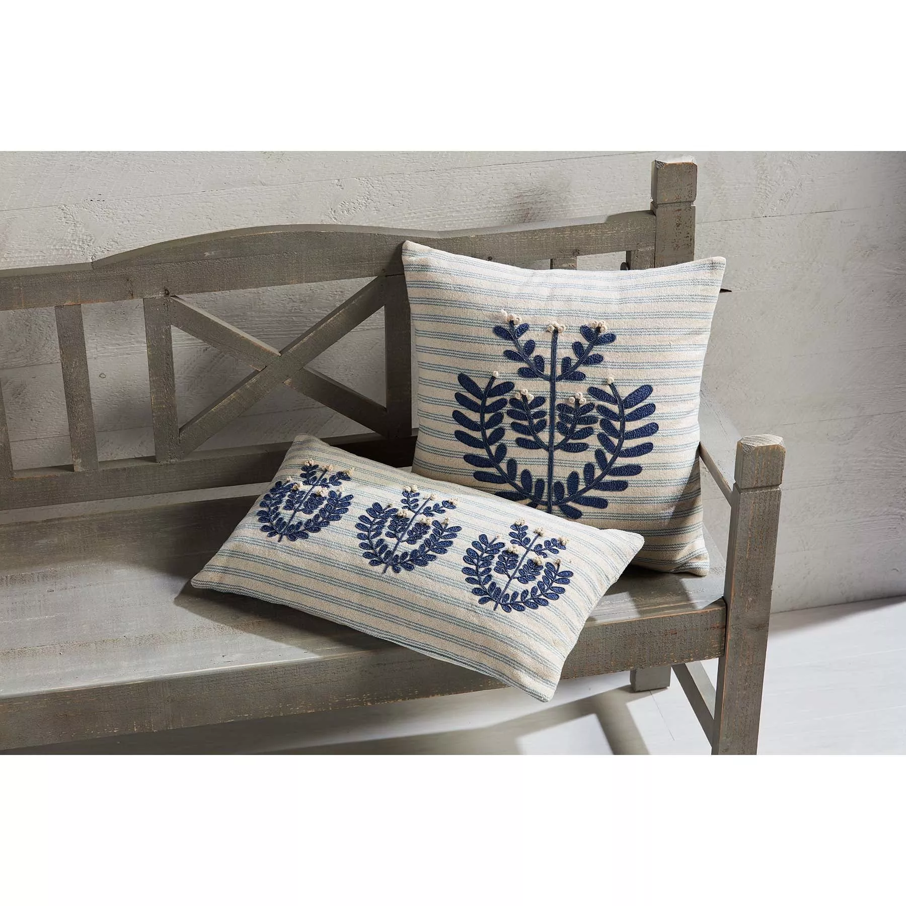 Mud Pie Blue and Tan Applique Pillows