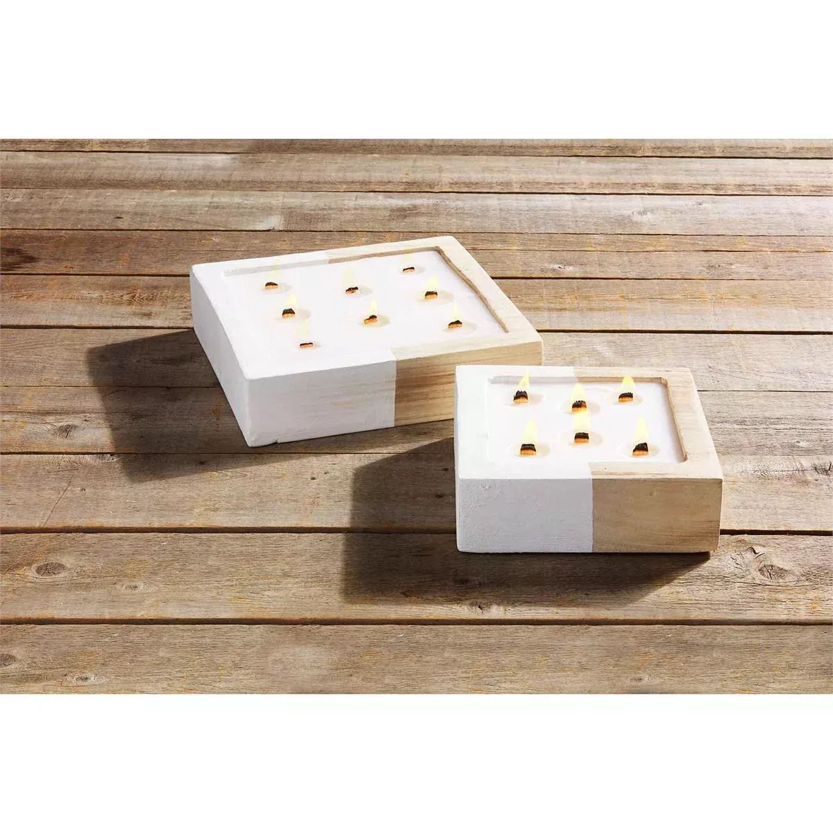 Mud Pie Paulownia Square Wood Citronella Candle
