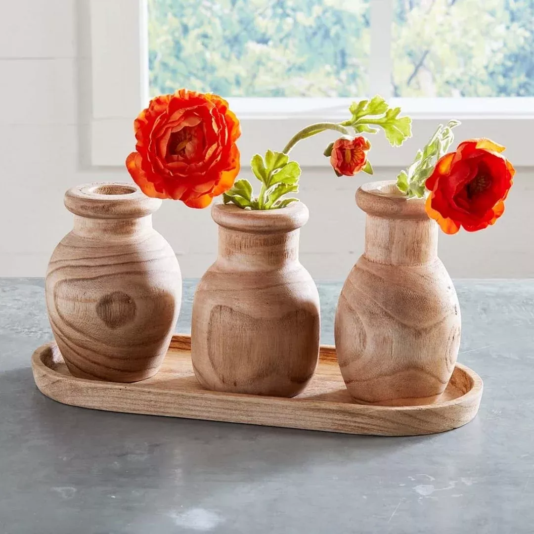 Mud Pie Paulownia Vase with Tray