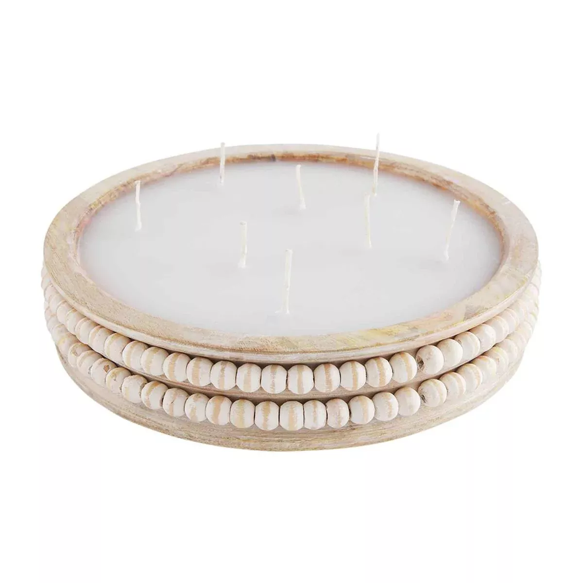 Mud Pie Wood Beaded Candle