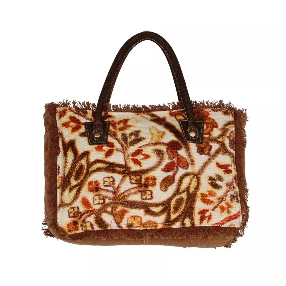 Myra Bag Blazing Fire Canvas, Leather, and Rug Satchel
