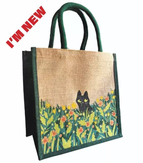 Natures Craft Black cat Jute bag