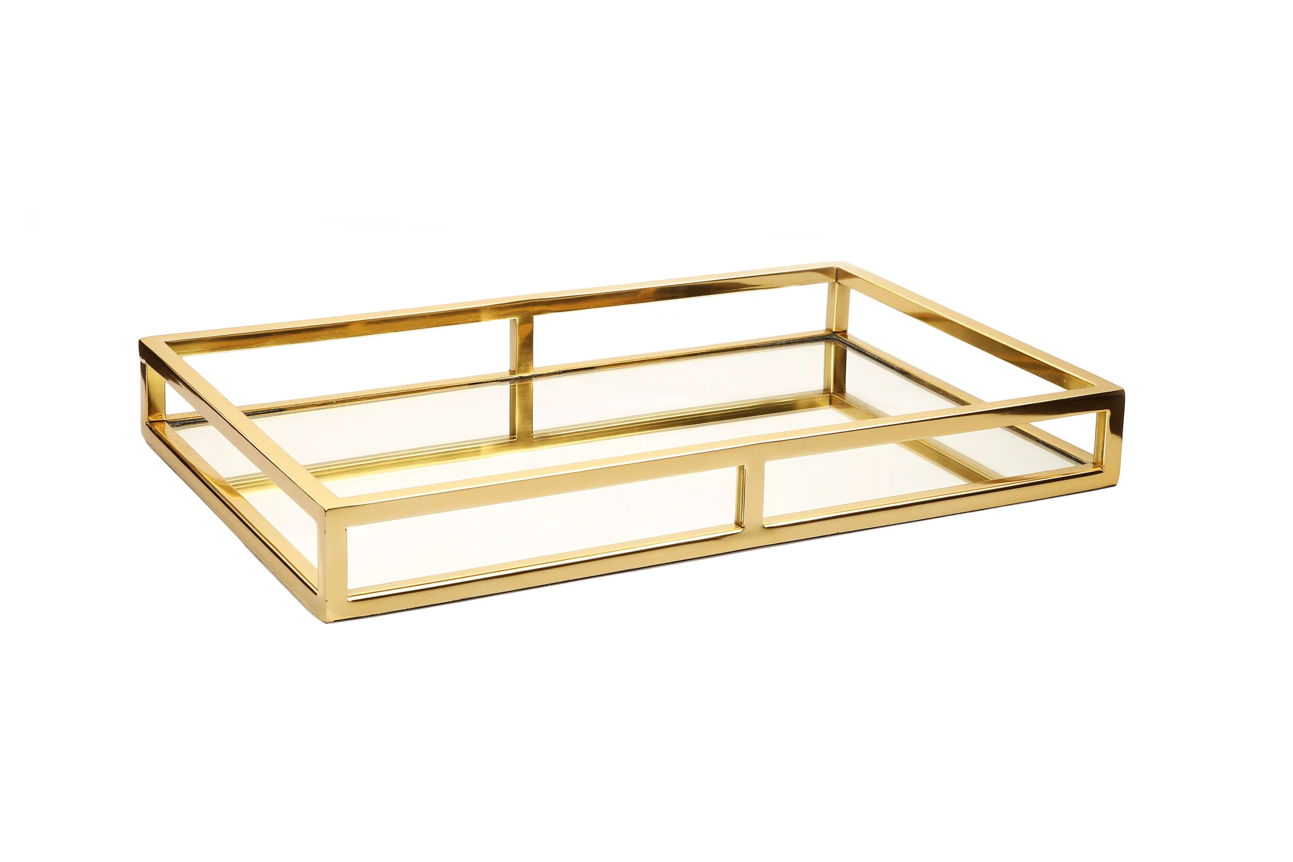Oblong Mirror Tray-Gold