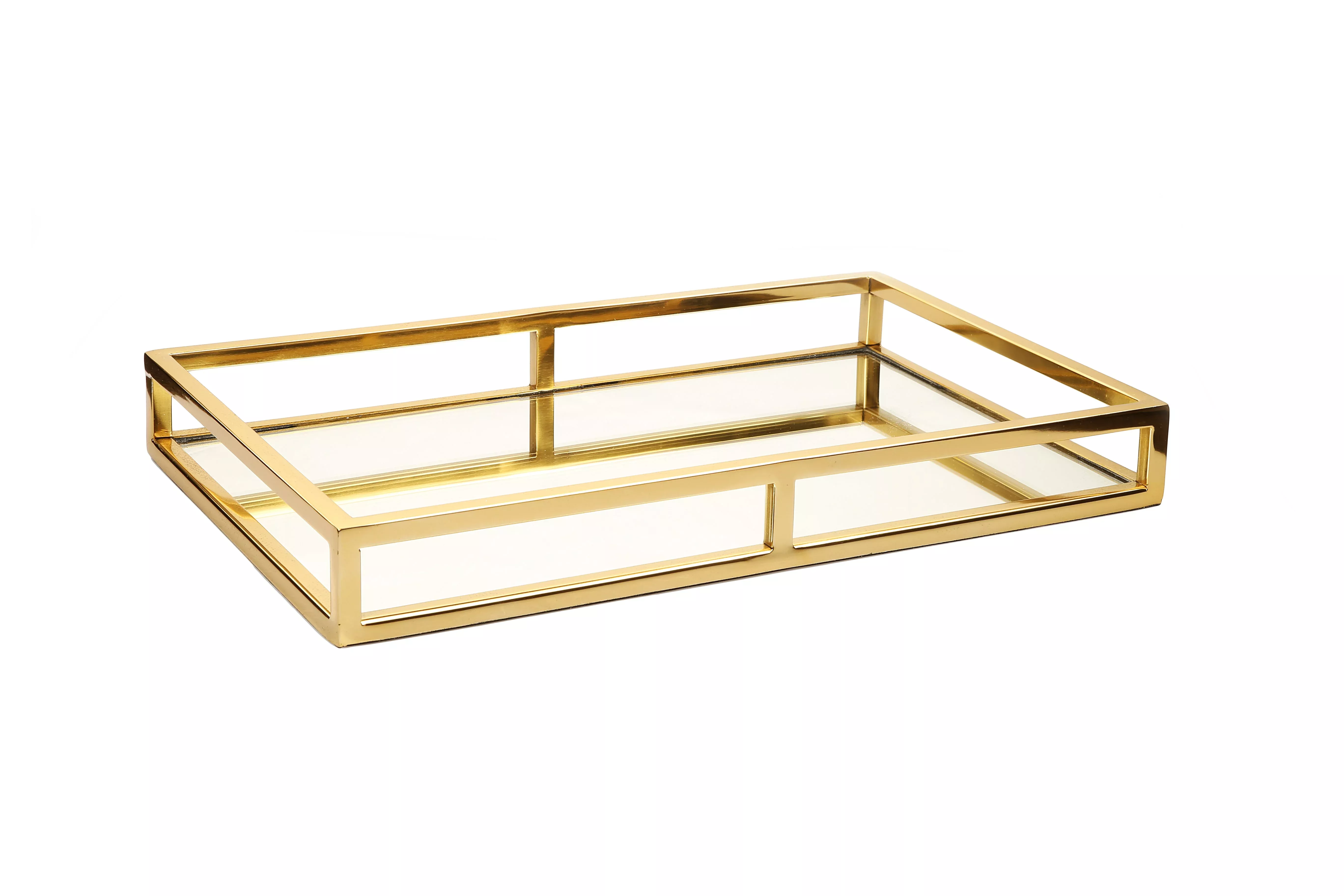Oblong Mirror Tray-Gold