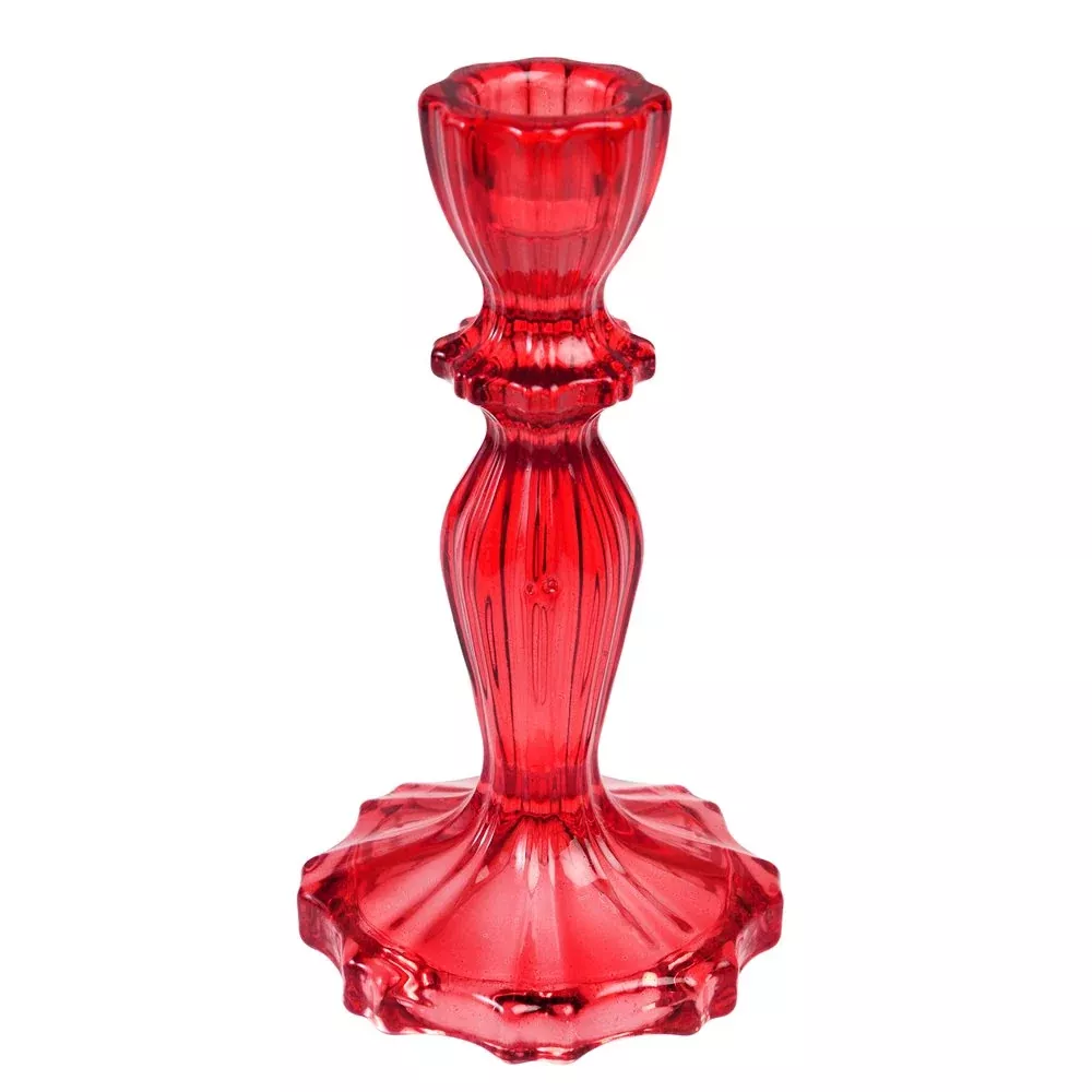 Rex Tall Glass Candle Holder - Red