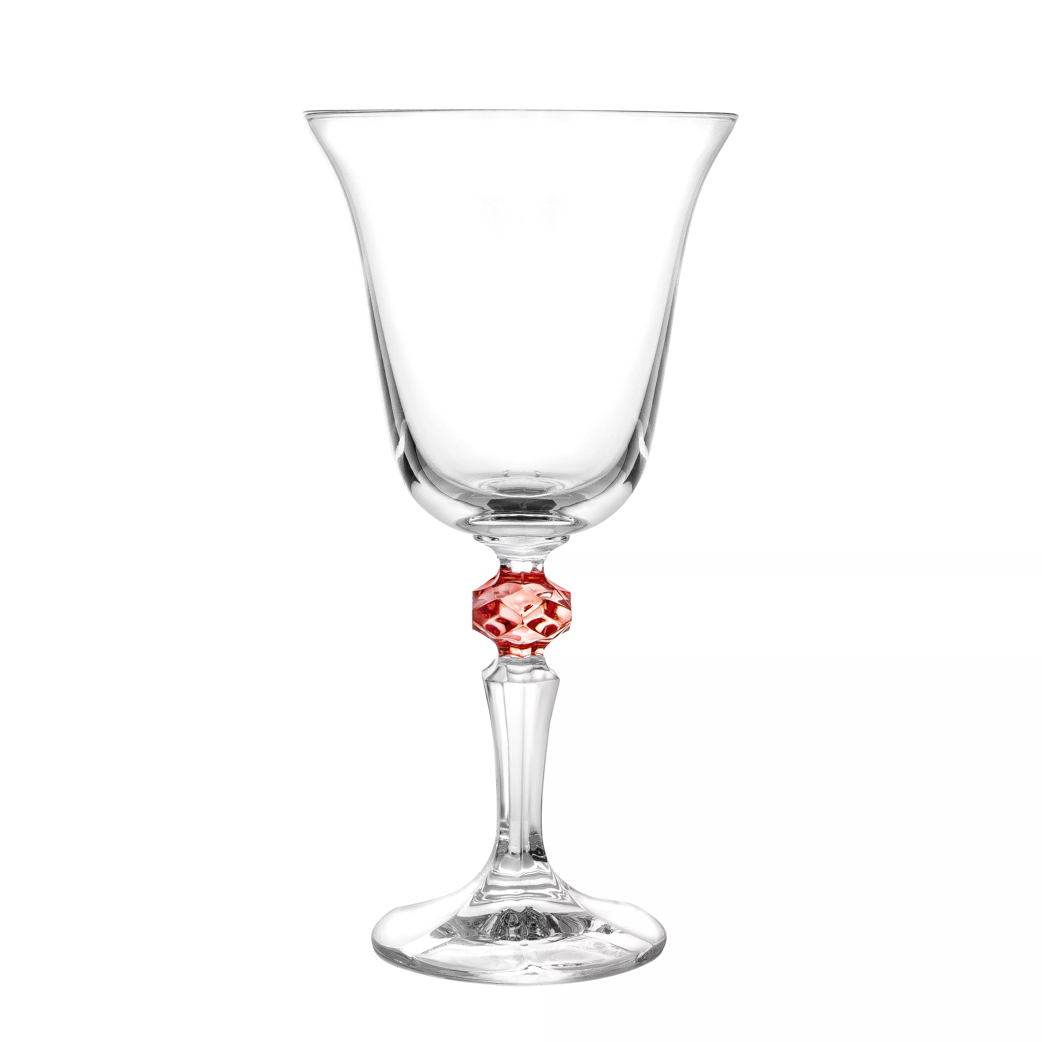 Set of 6 Glasses, withColored Diamond on Stem