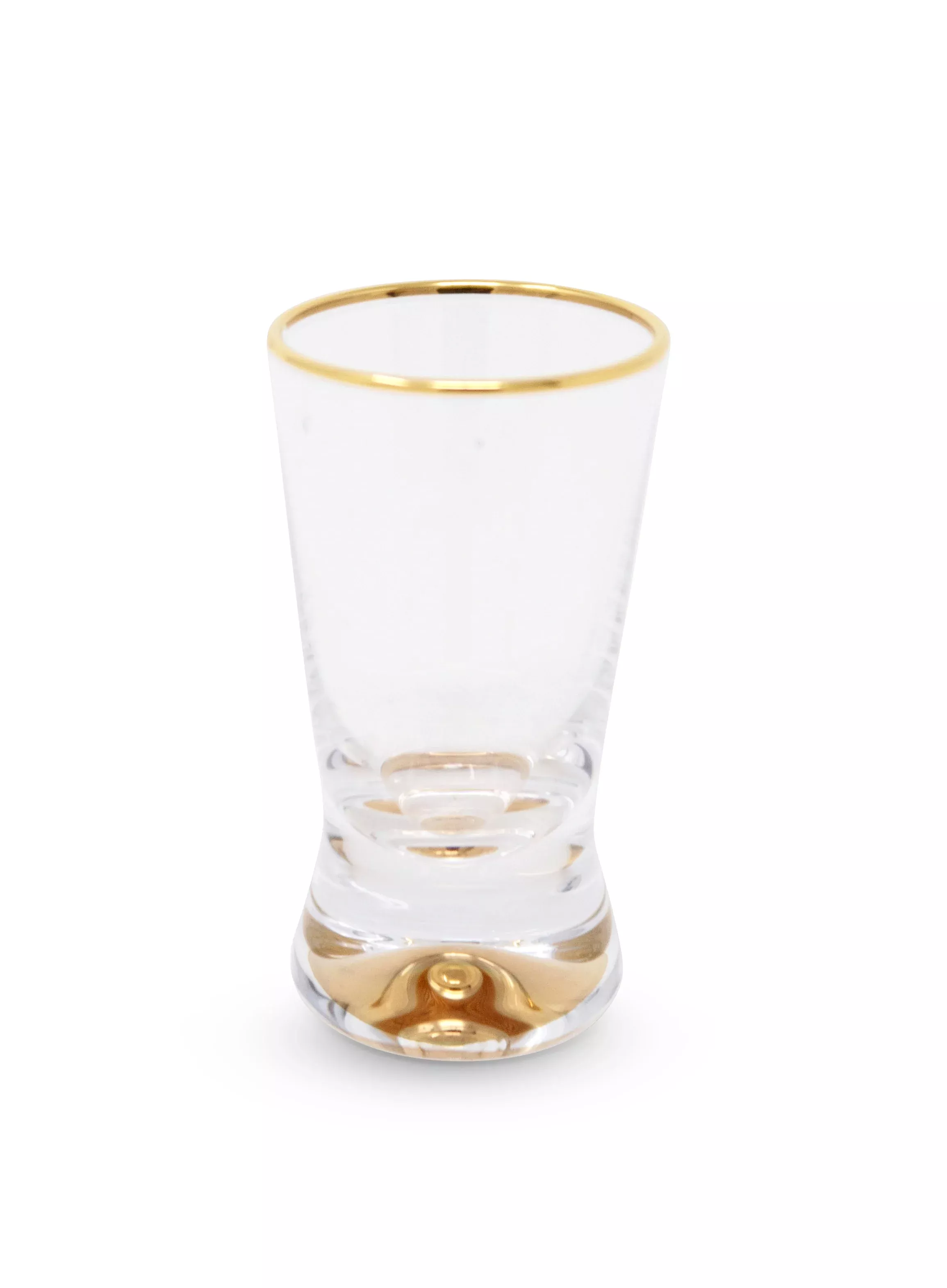 Set of 6 Liquor Glasses with Gold Rim and Gold Reflection Base