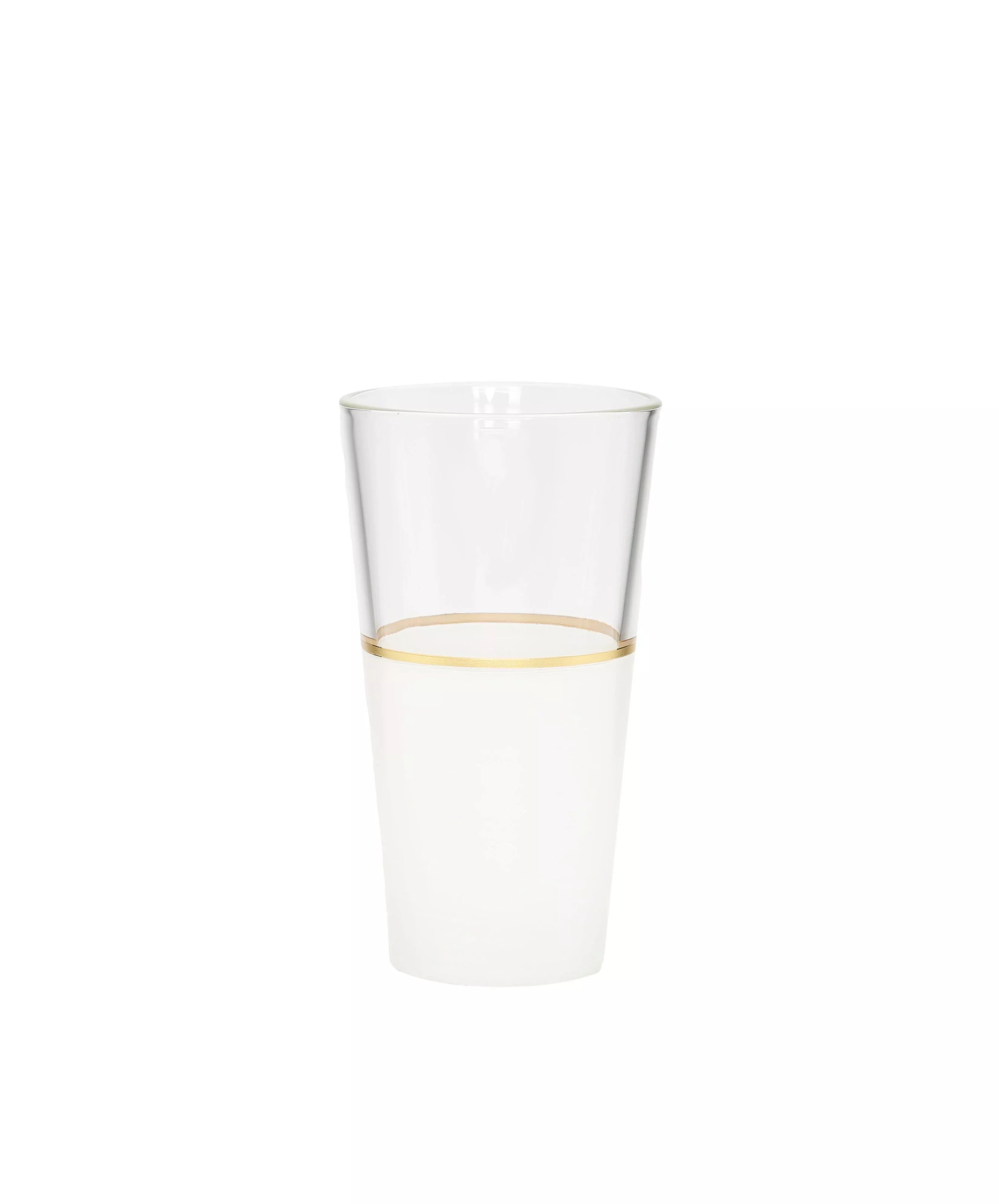 Set of 6 Tumblers White/Clear with Gold Trim