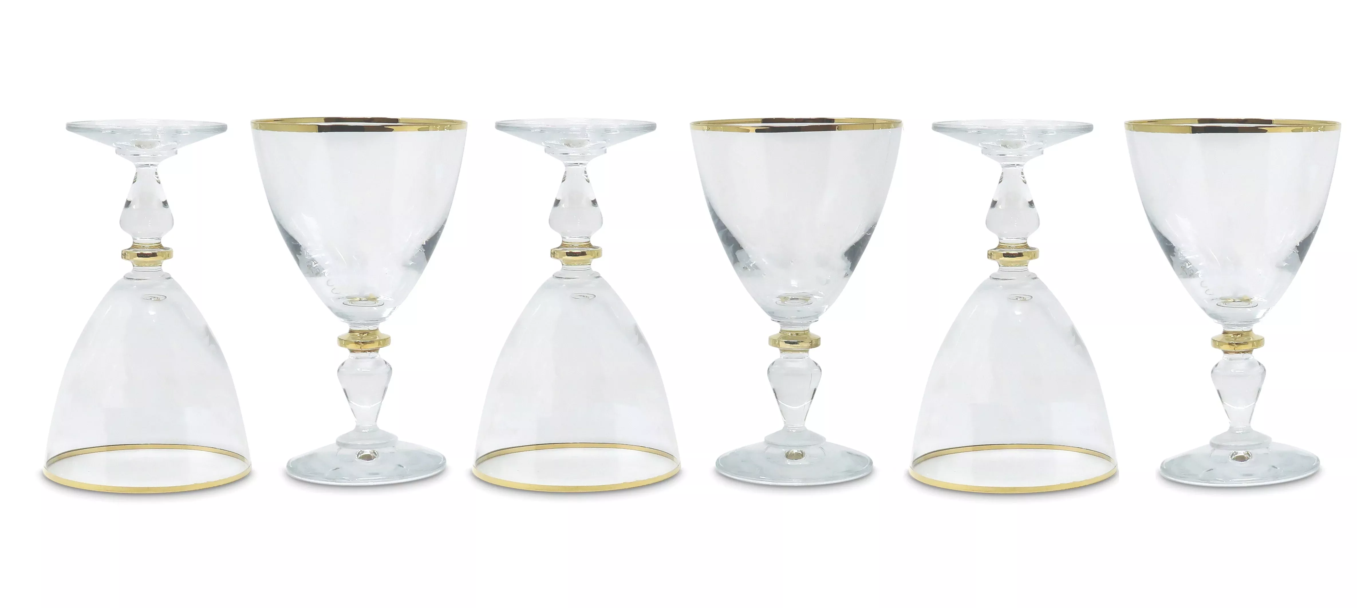 Set of 6 Water Glasses with Gold Accents