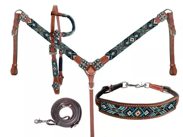 ShowmanBeaded Southwest Design 4 Piece Set