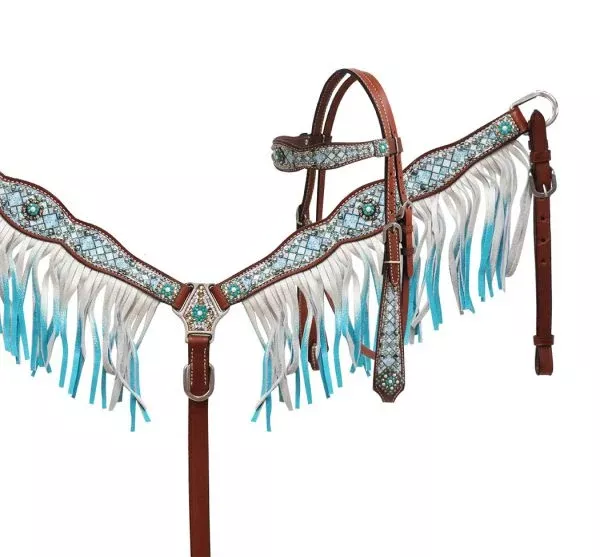 ShowmanBlue Diamond Headstall and Breast Collar Set