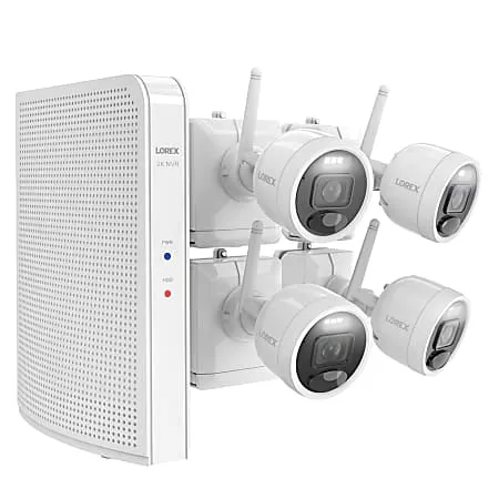 Sistema NVR de 1 TB con capacidad para 8 cámaras y 4 MP de 2K de Lorex L42481-4AA4-E con 4 cámaras de seguridad para exteriores con batería y Wi-Fi, color blanco, L42481-4AA4-E