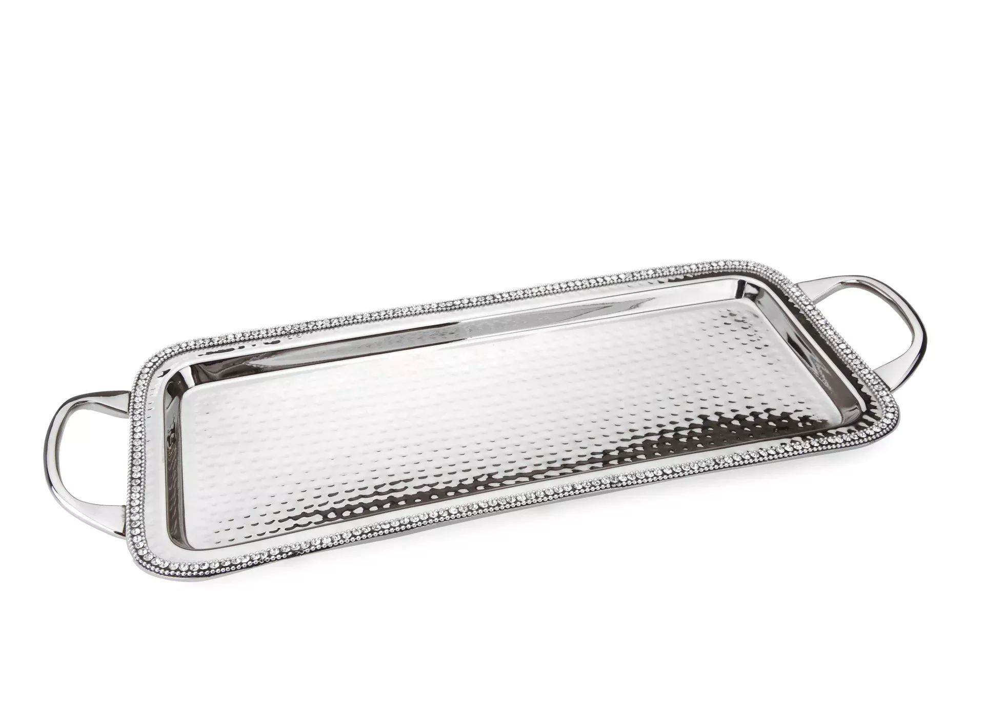 Stainless Steel Rectangular Tray with Beaded Design