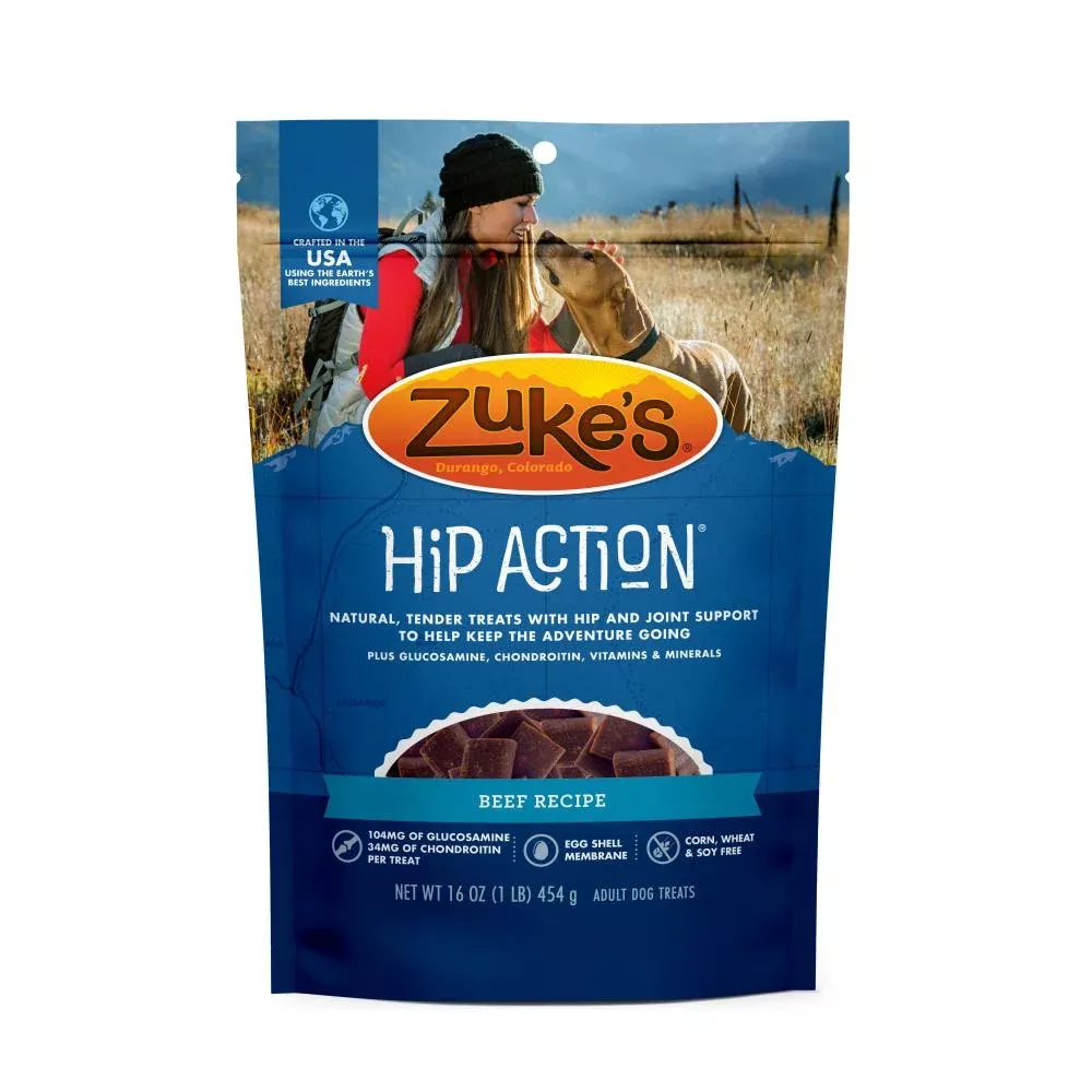Zukes Hip Action Beef Dog Treats with Glucosamine and Chondroitin (1-lb)